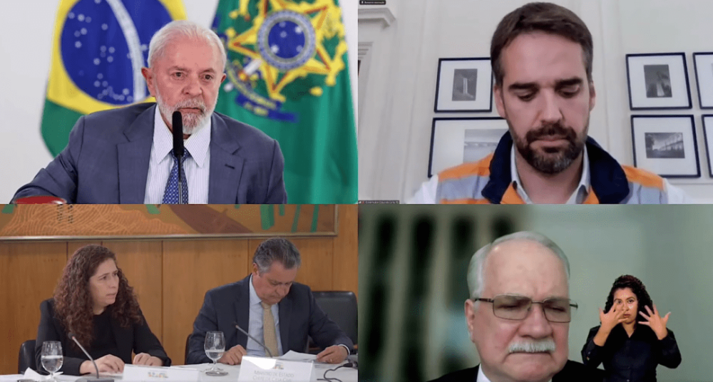 Em reunião virtual com Eduardo Leite, Lula anuncia suspensão da dívida do Estado com a União. Foto: Reprodução