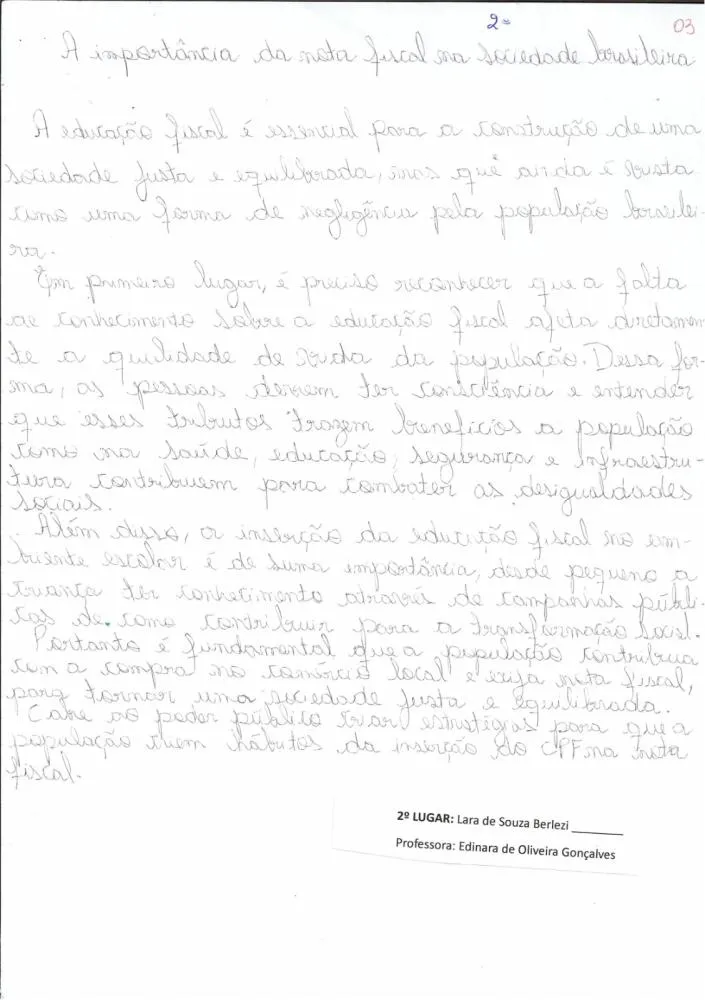 Concurso municipal valoriza produção escolar e promove consciência fiscal