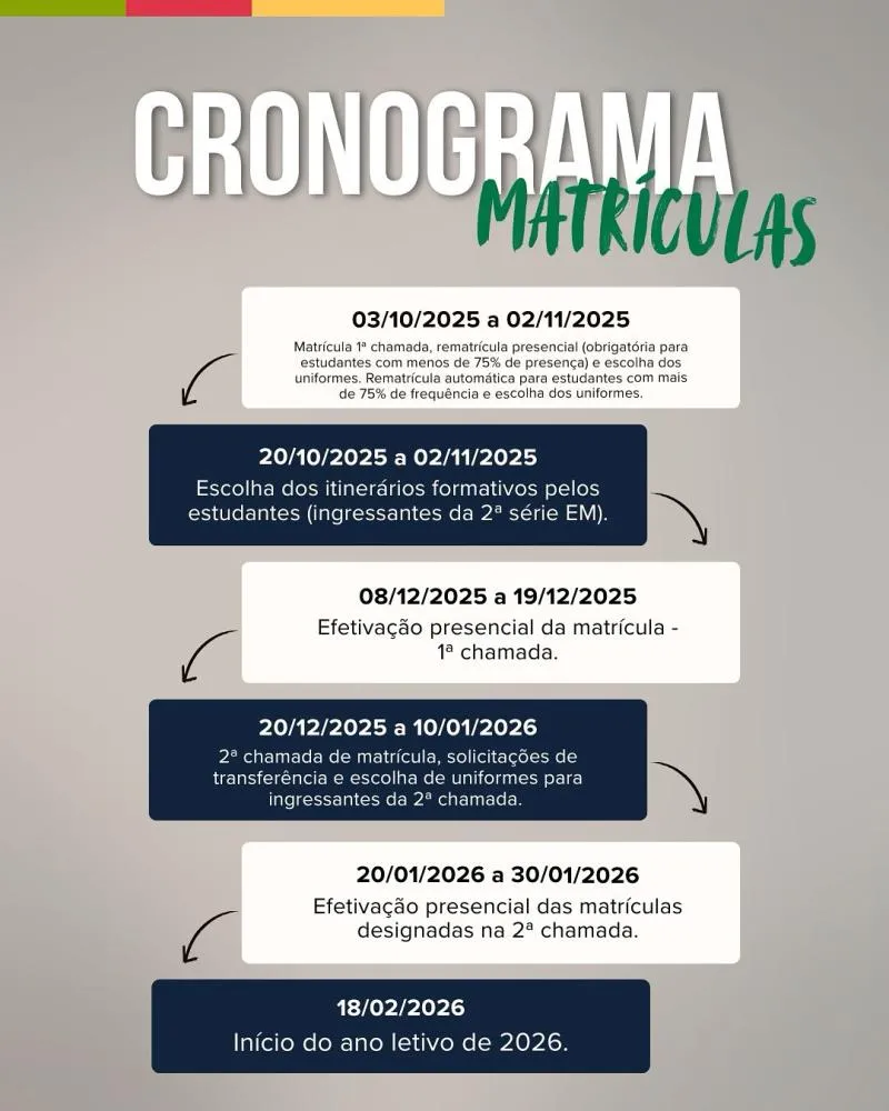 Inscrições abertas para o 1º ano do Ensino Médio na Escola Getúlio Vargas