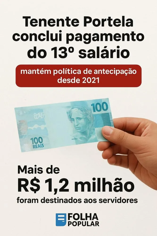 Prefeitura de Tenente Portela conclui pagamento do 13º salário e mantém política de antecipação adotada desde 2021