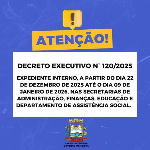 Prefeitura de Barra do Guarita adota expediente interno no fim de ano