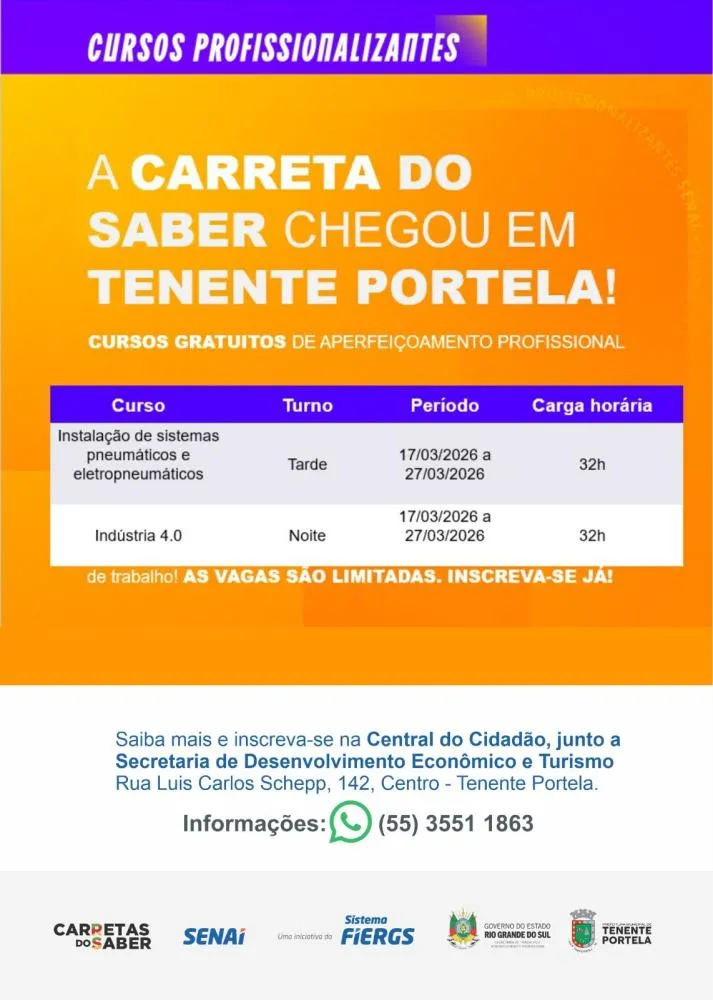 Carreta do Saber chega a Tenente Portela com cursos gratuitos de qualificação profissional