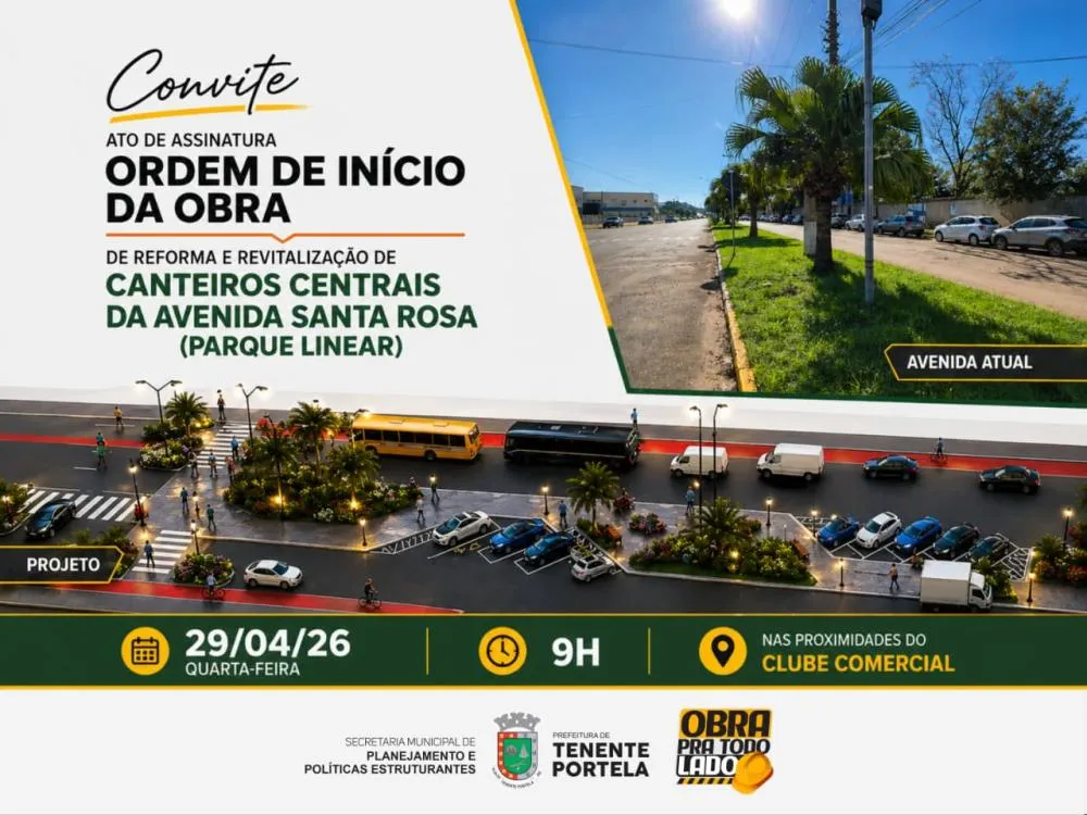 Obra de revitalização vai transformar o centro de Tenente Portela