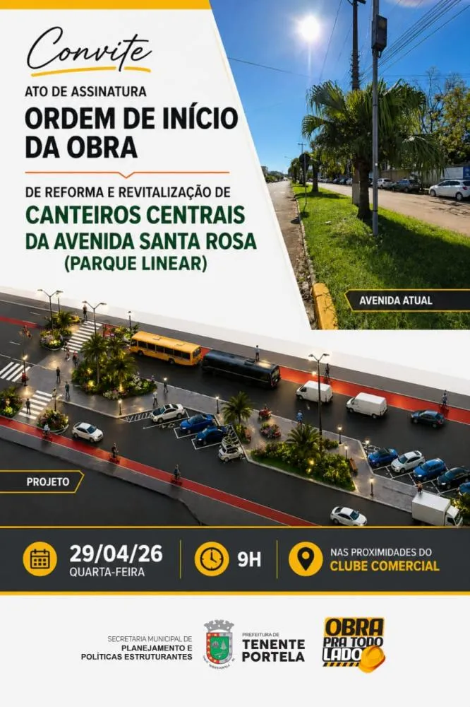 Obra de revitalização vai transformar o centro de Tenente Portela