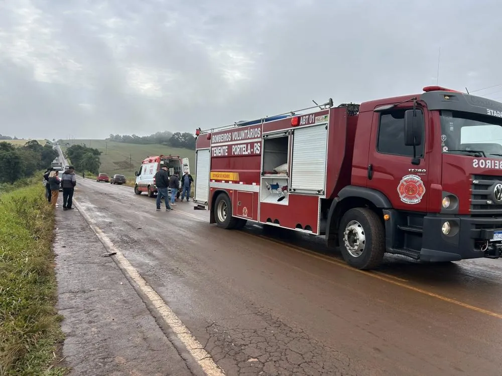 Acidente na ERS-330 mobiliza equipes de resgate próximo ao pórtico de Miraguaí