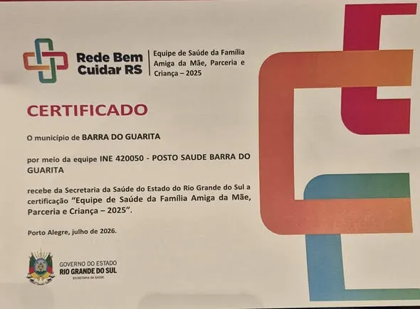 Barra do Guarita recebe certificação estadual por excelência no atendimento materno-infantil