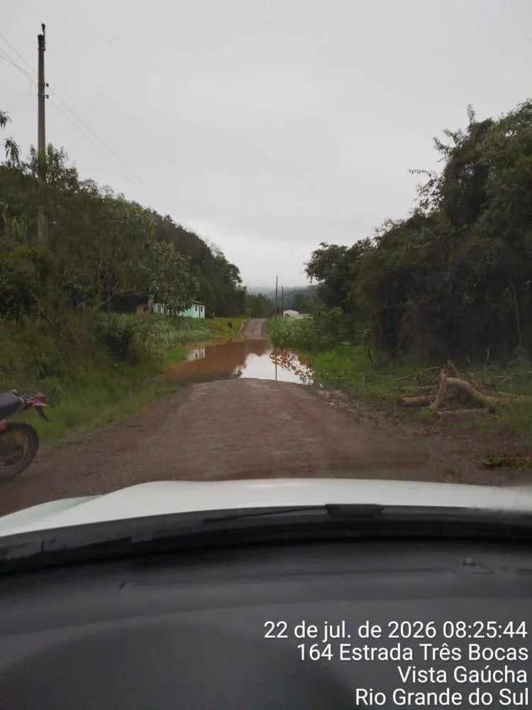 Chuvas causam alagamentos pontuais e interrupções temporárias em estradas de Vista Gaúcha