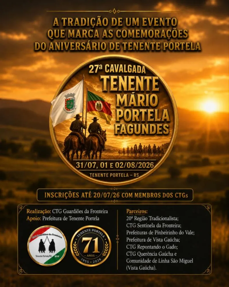 27ª Cavalgada Tenente Mário Portela Fagundes acontece de 31 de julho a 2 de agosto