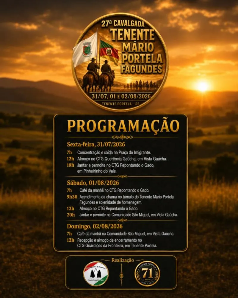27ª Cavalgada Tenente Mário Portela Fagundes acontece de 31 de julho a 2 de agosto