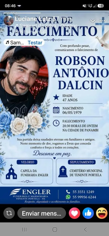 Portelense morre em acidente na BR-285, em Panambi
