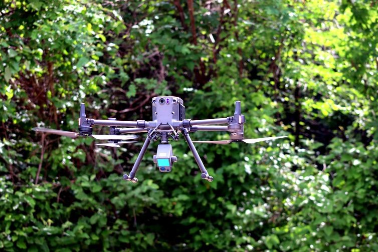 Drone é utilizado para coletar ramos de árvores, por exemplo - Divulgação