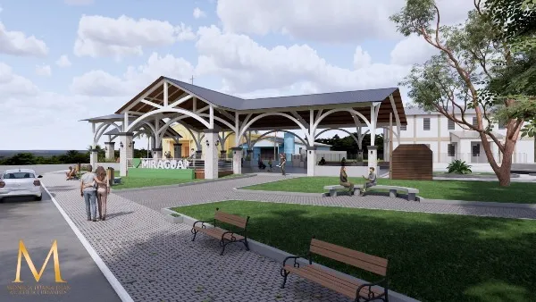 Miraguaí inicia construção da futura Rua Coberta na Praça Germano Eisi Pit