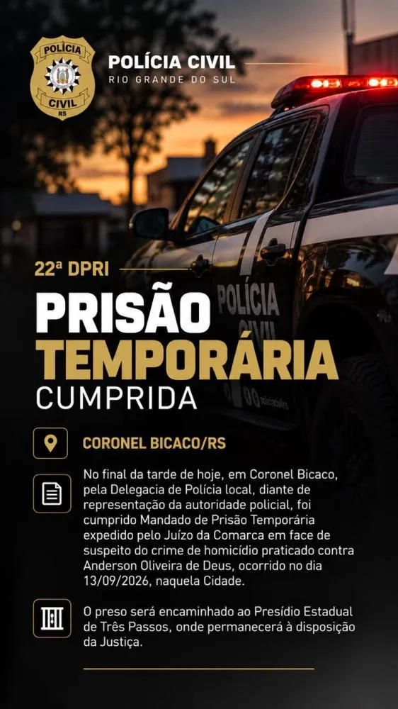 O cumprimento do mandado contou com o apoio da Brigada Militar.Arte: Divulgação/PC