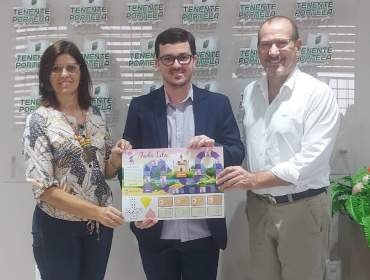 A partir da esquerda: Secretária de Educação de Tenente Portela, Gicelda Berghetti Denes, Juiz de Direito Neimar Pedro Kaibers e Prefeito de Tenente Portela, Rosemar Antonio Sala. Fotos: Divulgação / TJRS