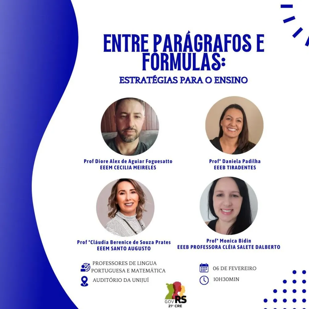 Formação pedagógica para professores da rede estadual será realizada em Três Passos