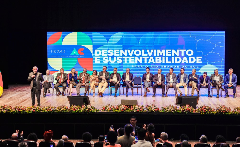 15.03.2024 - Presidente da República, Luiz Inácio Lula da Silva, durante a cerimônia de Anúncio de Ações e Investimentos do Governo Federal para o Rio Grande do Sul, no Centro de Eventos da FIERGS. Porto Alegre - RS.   Foto: Ricardo Stuckert / PR